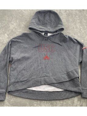 Nike Hoodie Women XL USC Sportswear Club Fleece Pullover Gray College University